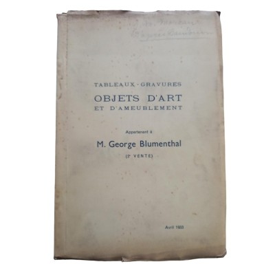 Catalogue des objets d'art et d'ameublement