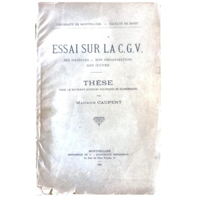 Essai sur la C.G.V.