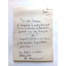 Courrier manuscrit daté de 1908