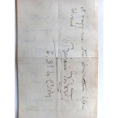 Courrier manuscrit signé Benjmain Godard daté du 9/2/1883
