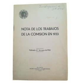 Nota de los trabajos de la comision en 1933 . Publicado el 1° de marzo de 1934