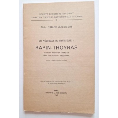 Un précurseur de Montesquieu : RAPIN-THOYRAS.