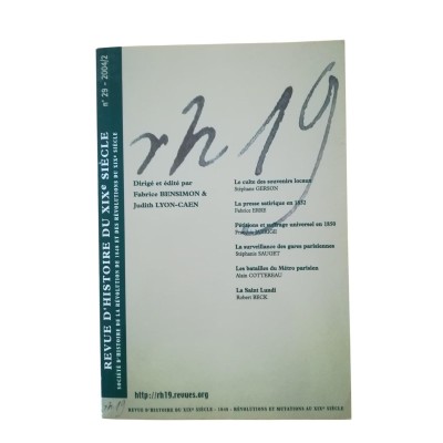 Revue d'Histoire du XIXe siècle : n° 29- 2004/2