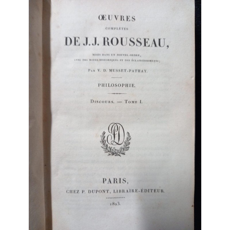 J.-J. Rousseau Œuvres complètes I Oeuvres Completes: Tome I : Rousseau, Jean-Jacques: Amazon.de: Bücher