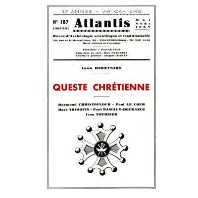 Revue Atlantis N°187 / 1957 / Queste chrétienne / REIMPRESSION