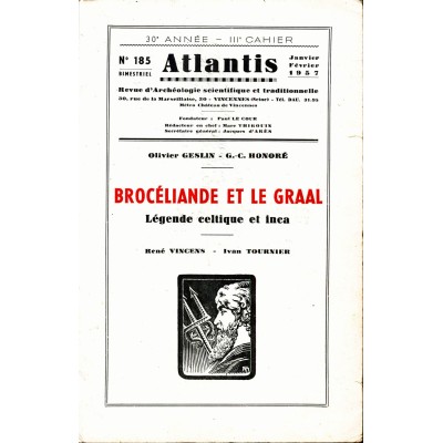 Revue Atlantis N°185 / 1957 / Brocéliande et le Graal / REIMPRESSION