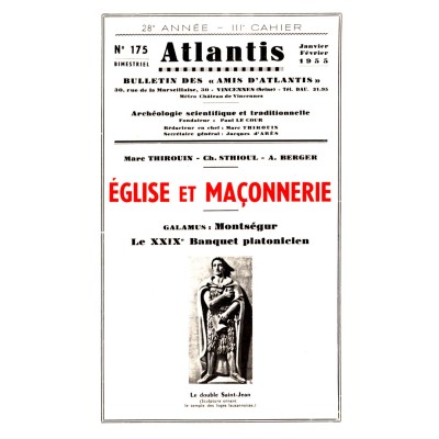 Revue Atlantis N°175 / 1955 / Église et Maçonnerie / REIMPRESSION