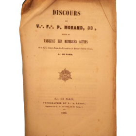 Plaquette maçonique. Initiation du PR. Louis Ulbach (redacteur du Propagateur)