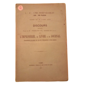 Plaquette Maçonique : Discours sur l'imprimerie