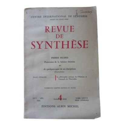 Revue de synthèse - oct. dec. 1956 - 3e série  4 - tome 77