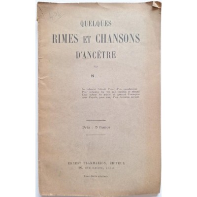 Quelques rimes et chansons d'ancêtre