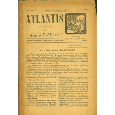 Revue Atlantis N°004 / 1928 / Dîner présidé par Rosny aîné / REIMPRESSION