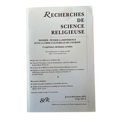 Recherches de science religieuse . N°101/3 Juillet - Septembre 2013