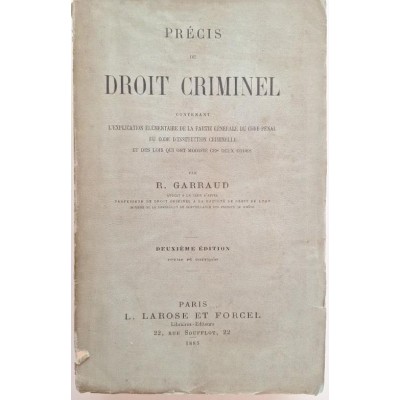Précis de droit criminel (2ème Ed) revue et corrigée