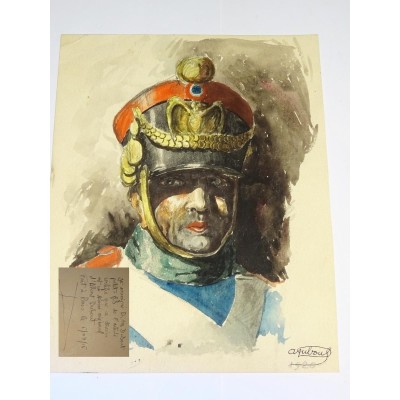 Dessin original en couleurs : Portrait de Hussard