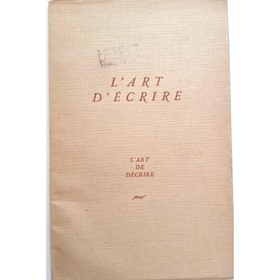 L'art  d'écrire : L'art de décrire
