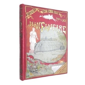 Voyages excentriques. Jean Fanfare. Cartonnage polychrome à la locomotive