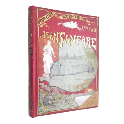 Voyages excentriques. Jean Fanfare. Cartonnage polychrome à la locomotive