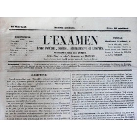 Charles de Massas (rédacteur) | Journal éphémère l'Examen - juin 1848 - numéro spécimen et N°3