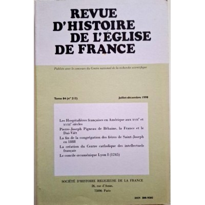 Collectif | Revue d'histoire de l'église de France, Tome 84 N° 213, Juillet.-decembre  1998