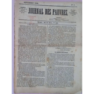 Journal des pauvres - N°1 - septembre 1848