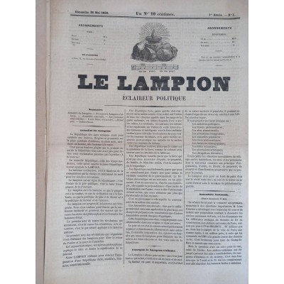 Le Lampion. Eclaireur politique - 19 numéros dont le N°1 - Mai 1848