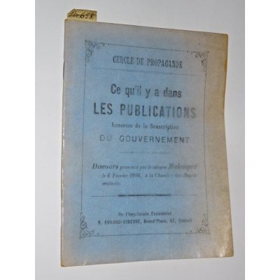 Malempré | Ce qu'il y a dans les Publications honorées de la Souscription du Gouvernement