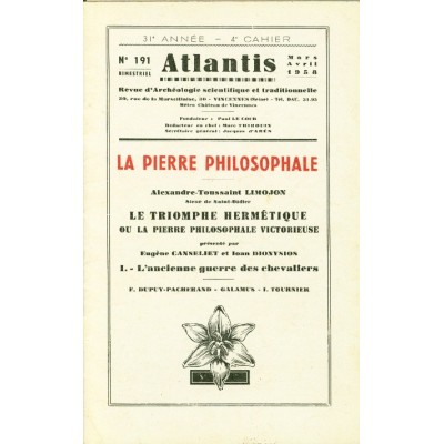 Revue Atlantis N°191 / 1958 / La Pierre philosophale - I / REIMPRESSION