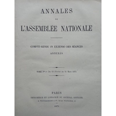 France. Assemblée nationale | Annales de l'Assemblée nationale : compte rendu in extenso des séances